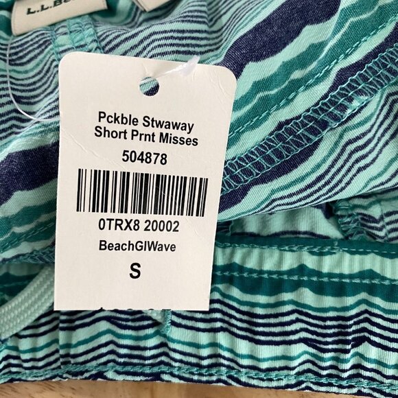 L.L. Bean Packable Stowaway Shorts Women's Small Print Beach Wave NWT SW-1757 - Picture 8 of 14